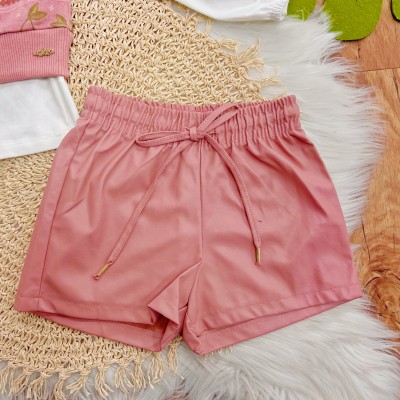 Conj. Colete Cerejinhas, Blusa Manga Longa e Short - Rose